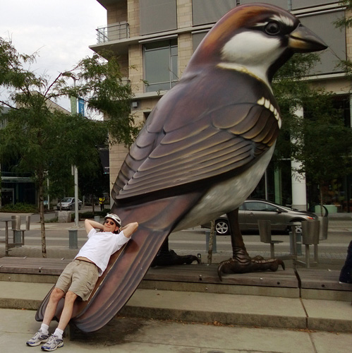 The Birds sculpture in Olympic Village at the Village on False Creek in Vancouver British Columbia Canada