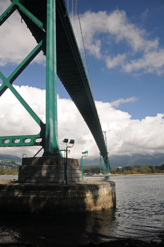 Vancouver British Columbia Canada Stanley Park Causeway Lions Gate Bridge view from Seawall