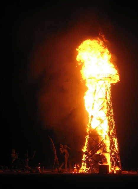 Burning Man 2007 Crude Awakening Tower Burns