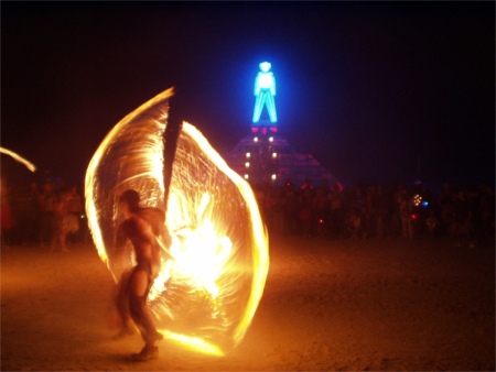 Fire Spinner At The Man At Burning Man