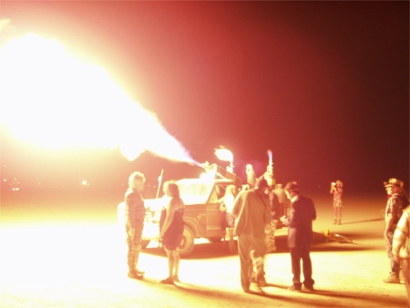 Truck With Fire Cannon At Burning Man