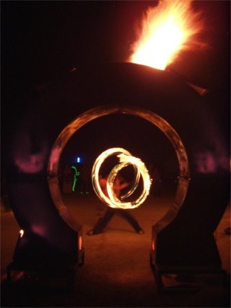 Fire Spinner At Tunnel Of Fire At Burning Man