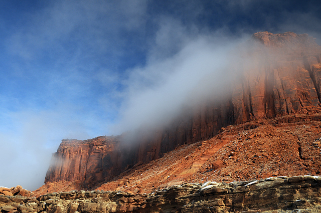 Butte In Clouds In Canyonlands National Park Utah