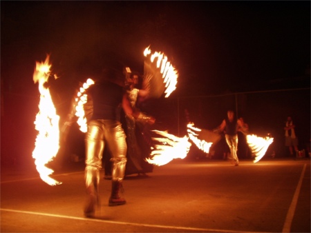 Fire Dancers At Critical Massive For Seattle Washington Area, At Lake Bronson