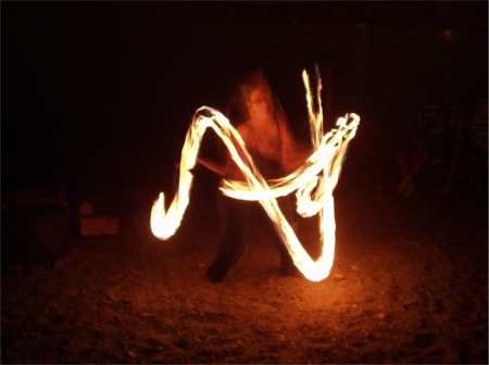 Hannah Fire Spinning With Poi At Burien Three Tree Point Beach Home