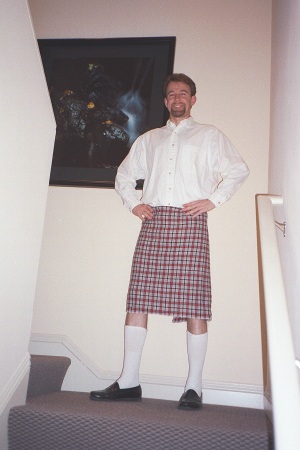 Scott Wearing A Kilt Costume