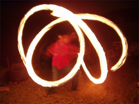 Mark Fire Spinning With Poi At Burien Three Tree Point Beach Home