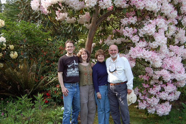 Meerkerk Rhododendron Gardens In Greenbank On Whidbey Island, Family Picture With Scott, Karen, Mom, And  Dad