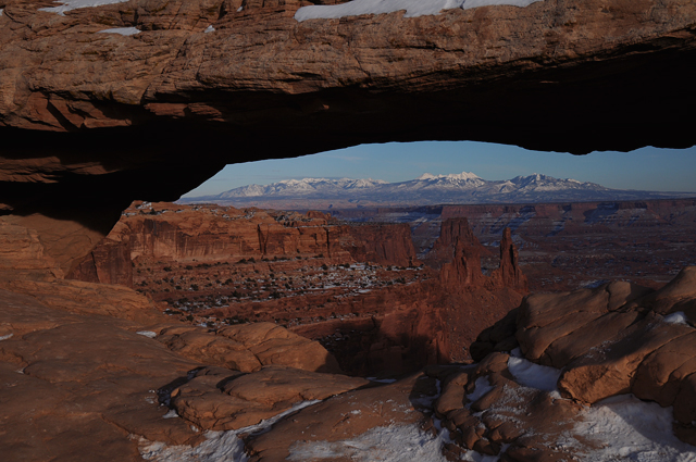 Mesa Arch View To La Sal Mountains Canyonland National Park Utah