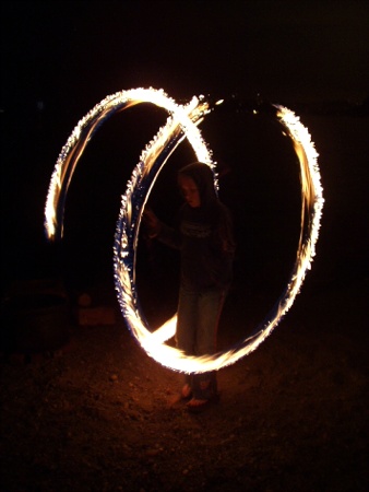 Mikhala Fire Spinning With Poi At Burien Three Tree Point Beach Home