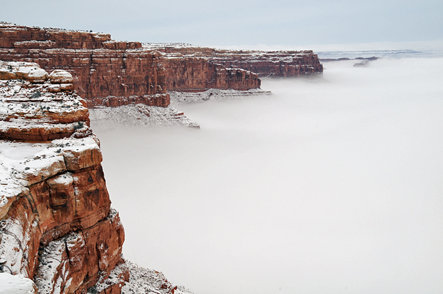 Valley Of The Gods Comb Wash View From Moki Dugway Utah State Route 261 Fog