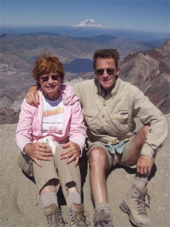 Mom And Scott On Top Of Mt St Helens Crater Rim With View Of Spirit Lake And Mt Baker