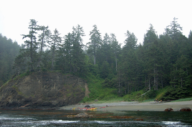 Group Eats Lunch At Remote Portage Head Beach By The Pacific Ocean, Olympic Peninsula, Makah Indian Reservation