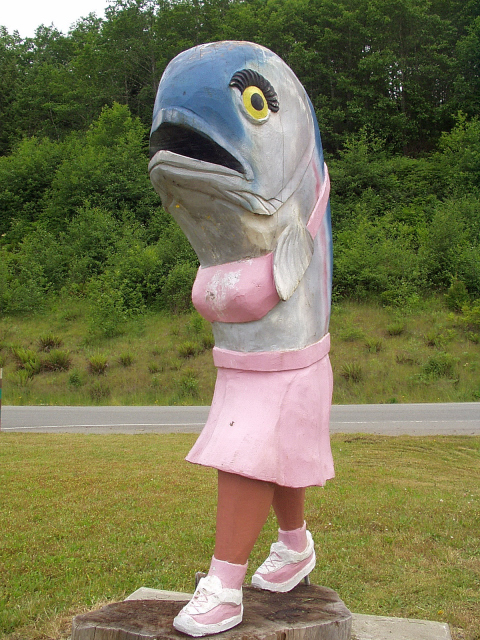 Sekiu's Bikini Clad Carved Wood Mascot