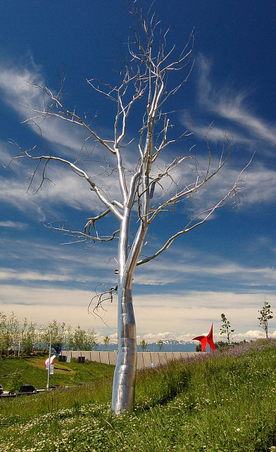 Spli By Roxy Paine At Olympic Sculpture Park Seattle Art Museum, Metal Tree Sculpture