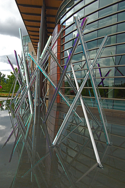 Redmond City Hall Reflecting Pool Silver Thaw Art Sculpture