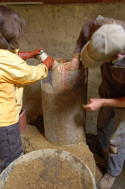 Vermiculite Insulation Surrounding Rocket Stove Chimney