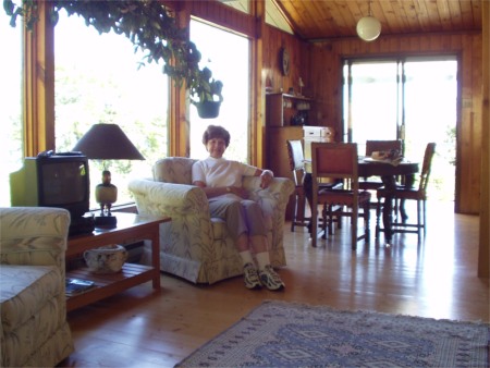 Mom Relaxing At Erin Brook Cottageon Salt Spring Island, British Columbia