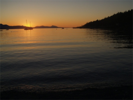 Sunset Over Bay At Vesuvius, Salt Spring Island, British Columbia, Canada