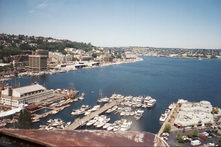 Overhead View Flying Floatplane To Lake Union, Seattle