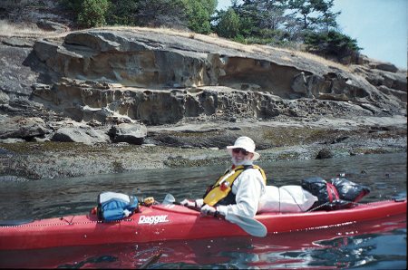 Dad In Kayak On South Side Of Sucia Island Admiring Rock Geology