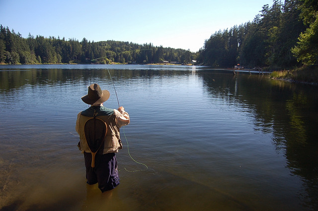 Dad Fishing Goss Lake, Langley, Whidbey Island