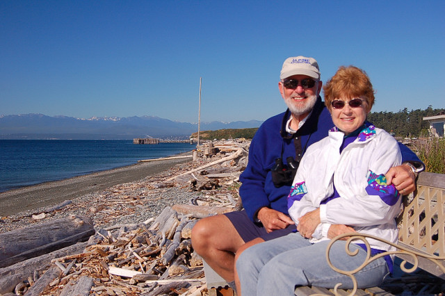 Mom And Dad On Beach Of Admiralty Bay By Keystone Ferry Landing On Whidbey Island