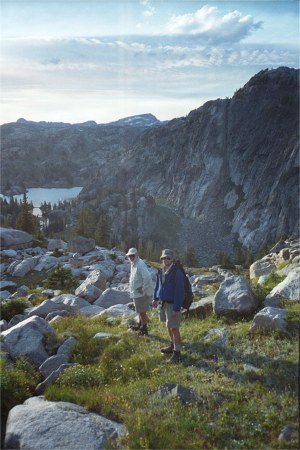 Dad And Scott Hiking Down From Lake Of The Winds In Beartooth Mountains Of Montana