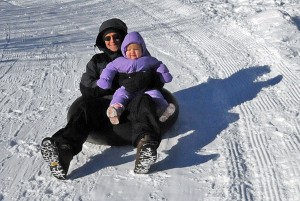 Inner tube snow sledding near Summit at Snoqualmie Pass Nordic Center