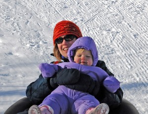 Inner tube snow sledding near Summit at Snoqualmie Pass ski area