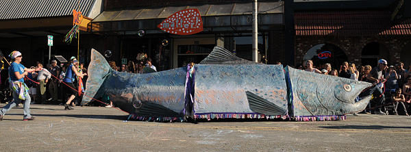 Procession of the Species parade Olympia big fish float