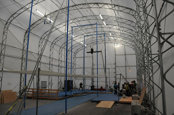 2011-03-27 SANCA School of Acrobatics and New Cirucs Arts trapeze class tent in Seattle