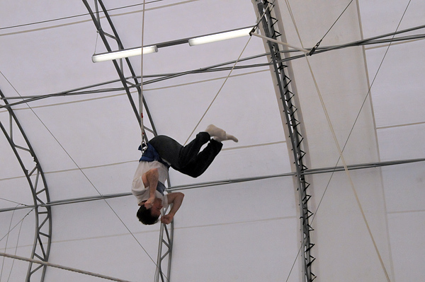 SANCA School of Acrobatics and New Circus Arts Seattle trapeze class backflip off trapeze bar
