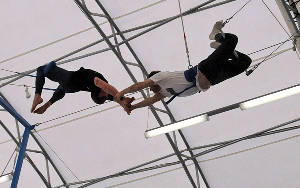 SANCA School of Acrobatics and New Circus Arts Seattle trapeze class mid-air catch