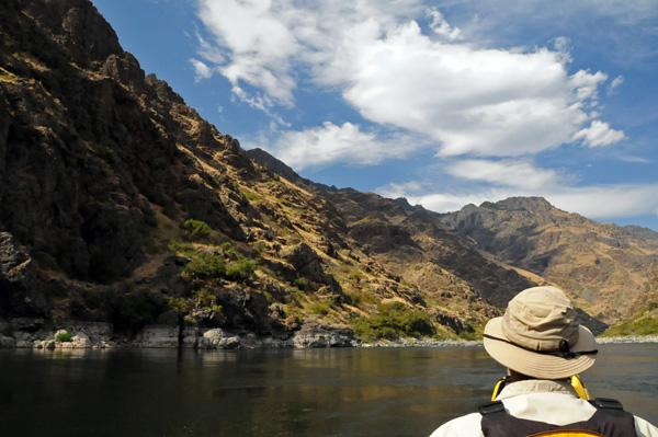 Hells Canyon Snake River rock cliffs clouds rafting