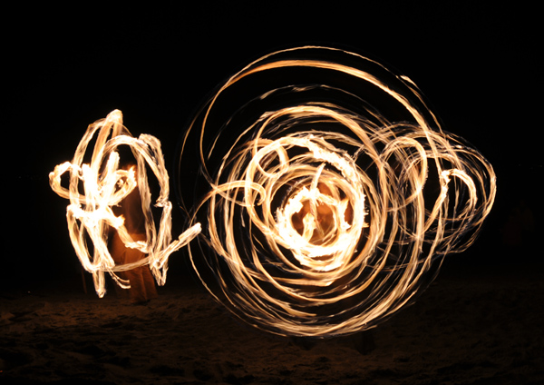 Golden Gardens fire spinners performance at Bonfire and Christmas Tree Immolation party