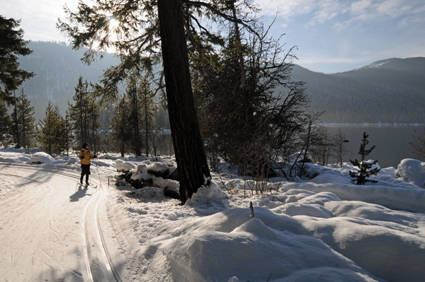 Lake Wenatchee State Park Sno-Park north groomed cross-country nordic ski trails view