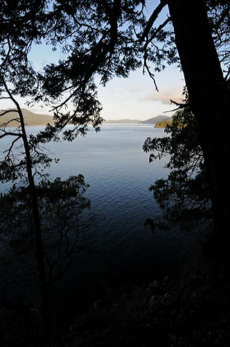 View from Obstruction Island to East Sound and Orcas Island in San Juan Islands