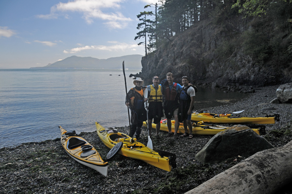 Kayaker group James Island State Park northeast campground cove San Juan Islands