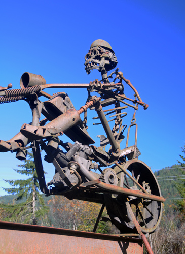 Recycled Spirits of Iron Ex Nihilo Elbe sculpture park skeleton motorcycle rider