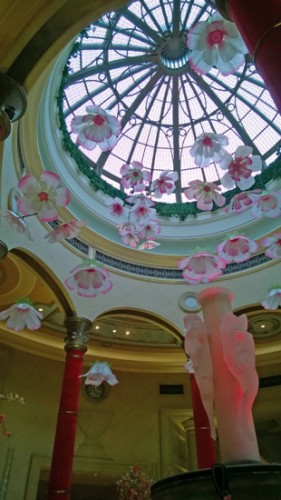 The Venetian Las Vegas glass flower sculptures in glass rotunda