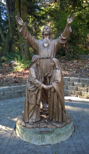 Jesus, Mary, and Joseph statue at Archbishop Brunett Retreat and Faith Formation Center at The Palisades in Federal Way