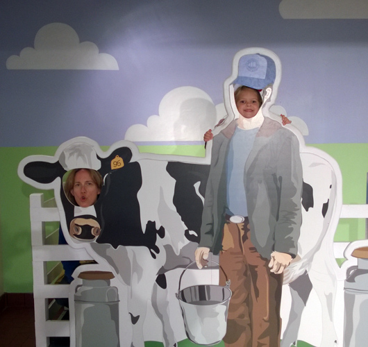 Tillamook Cheese Factory cow and farmer face cut-outs