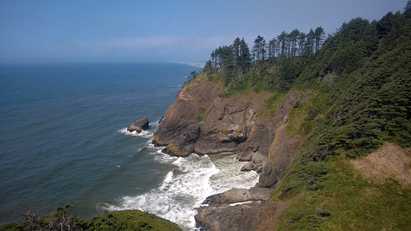 View looking north along Pacific Ocean coast from North Head Lighthouse at Cape Disappointment State Park