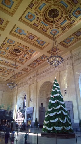 Union Station interior with Christmas tree in Kansas City