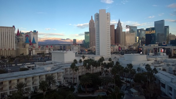 Early morning view from Tropicana hotel room to Las Vegas Strip