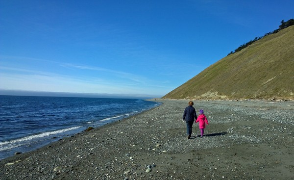Walking beach north of Ebey's Landing in Coupeville on Whidbey Island