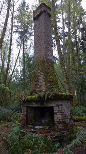 Jacobs Homestead chimney at Jacobs Point Park on Anderson Island