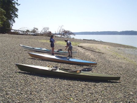 Kayaks On Beach  At Cutts Island State Park / Kopachuck State Park, Near Gig Harbor And Purdy Washington