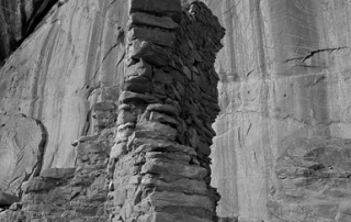 Arch Canyon Utah Ancestral Puebloan Anasazi Ruins Building Wall By Sandstone Overhanging Cliff